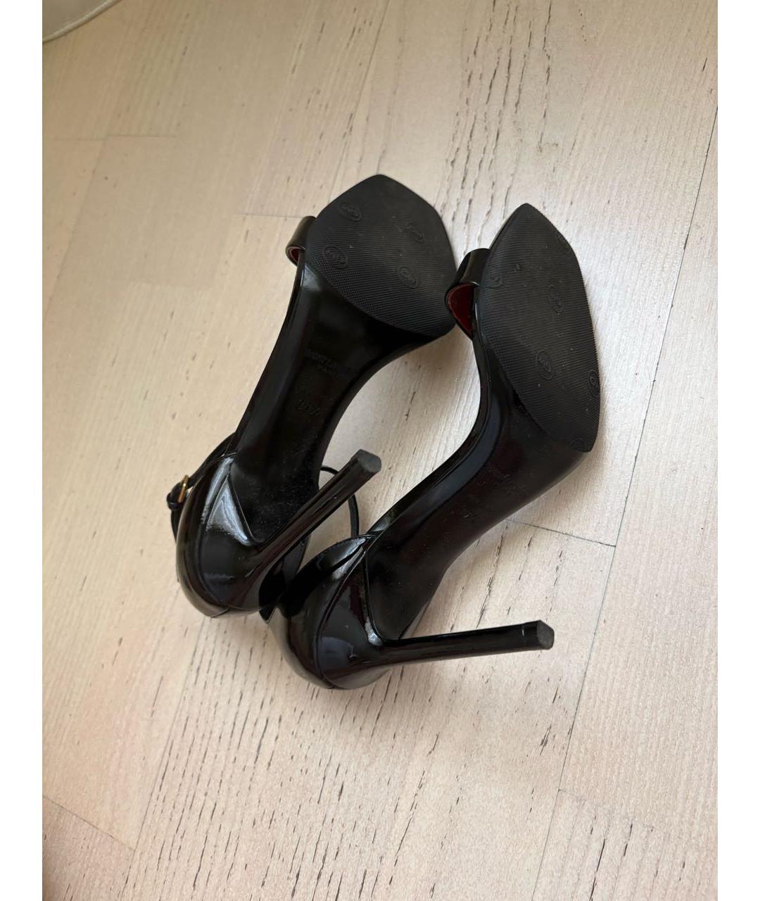 SAINT LAURENT Черные босоножки из лакированной кожи, фото 5