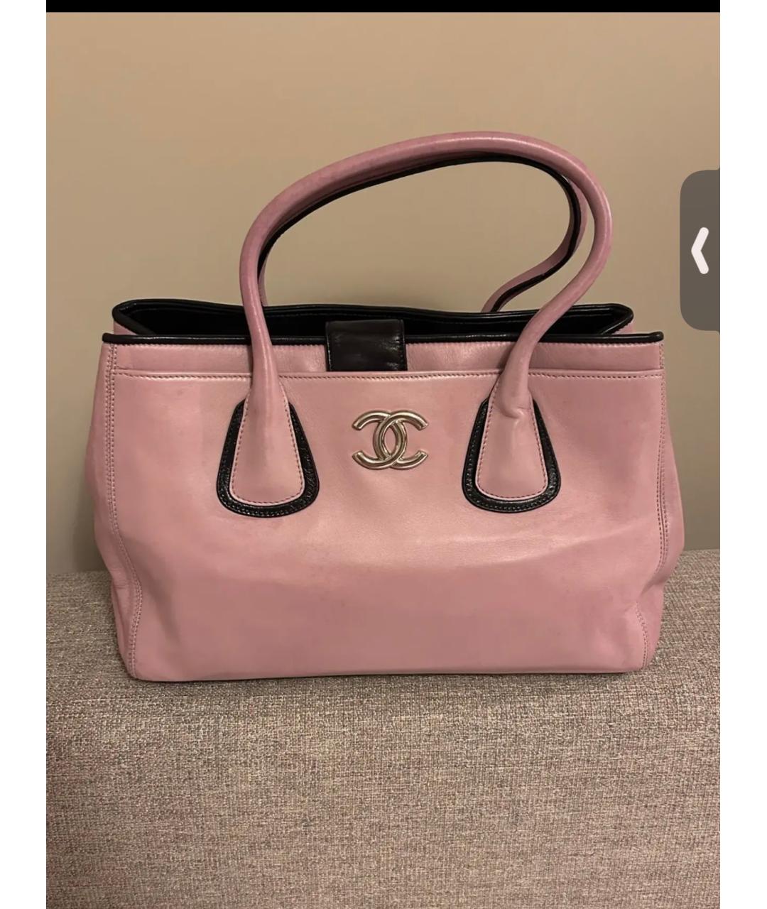 CHANEL Розовая кожаная сумка тоут, фото 5