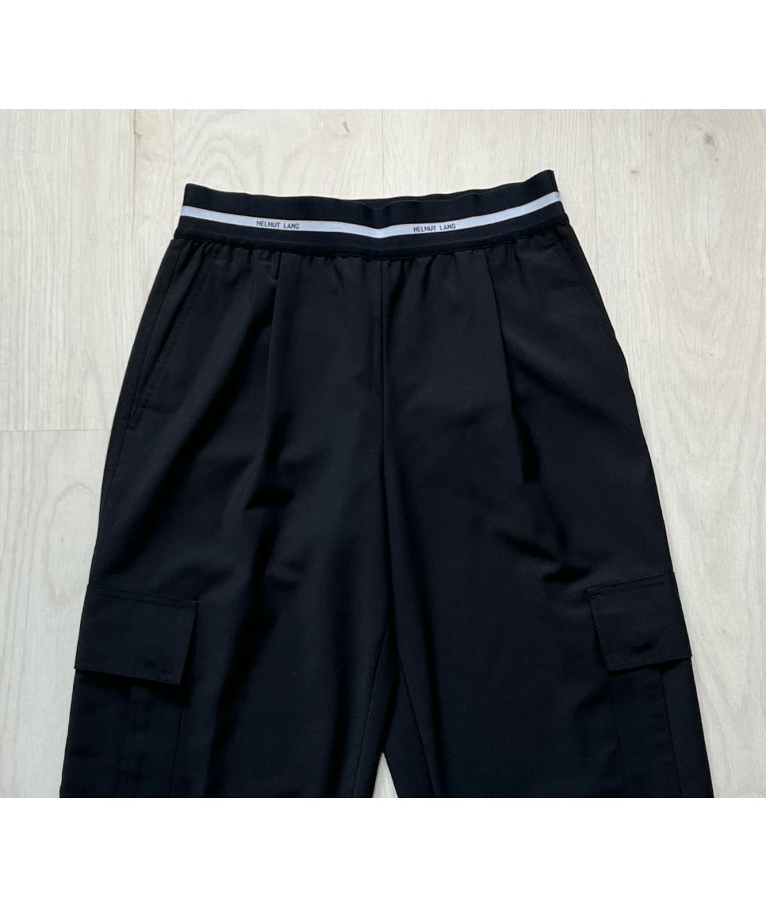 HELMUT LANG Черные шерстяные брюки широкие, фото 3