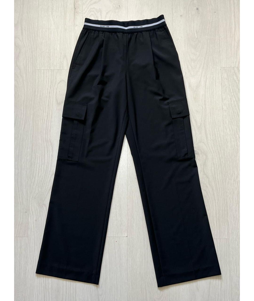 HELMUT LANG Черные шерстяные брюки широкие, фото 8