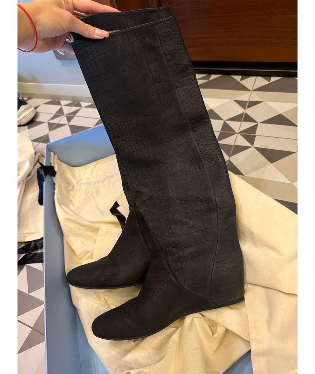 LANVIN Черные кожаные сапоги, фото 7