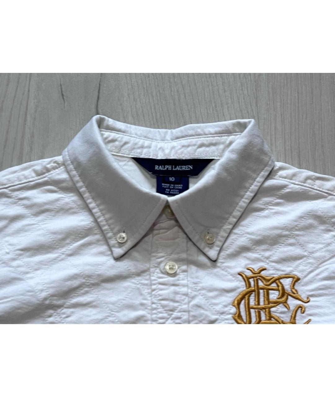 RALPH LAUREN Белая хлопковая рубашка, фото 4