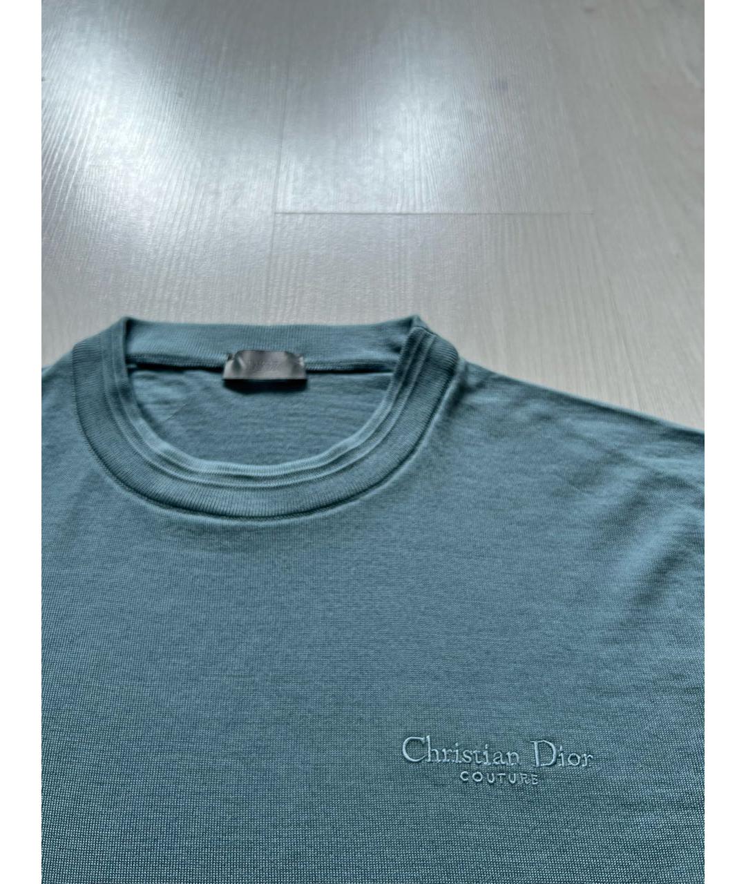 CHRISTIAN DIOR Голубая шерстяная футболка, фото 4