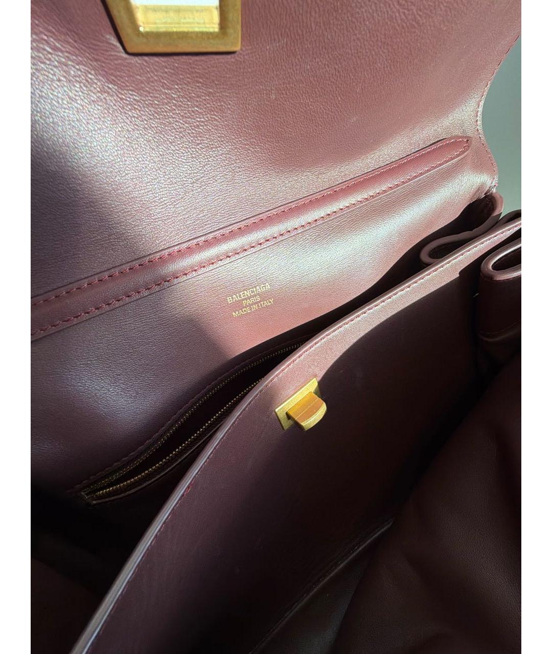 BALENCIAGA Бордовая кожаная сумка тоут, фото 5
