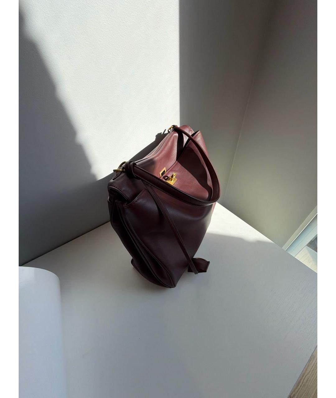 BALENCIAGA Бордовая кожаная сумка тоут, фото 2
