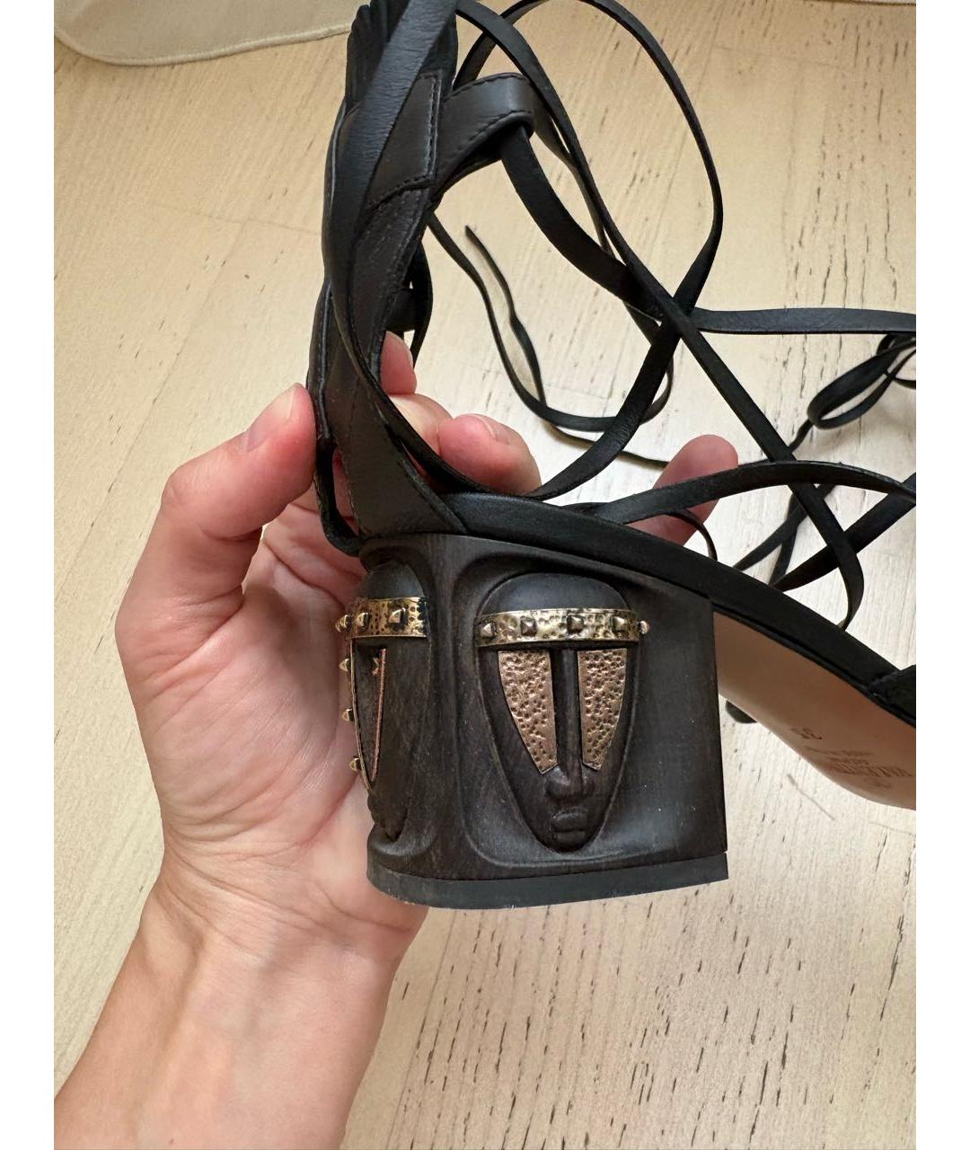 VALENTINO Коричневые кожаные босоножки, фото 5