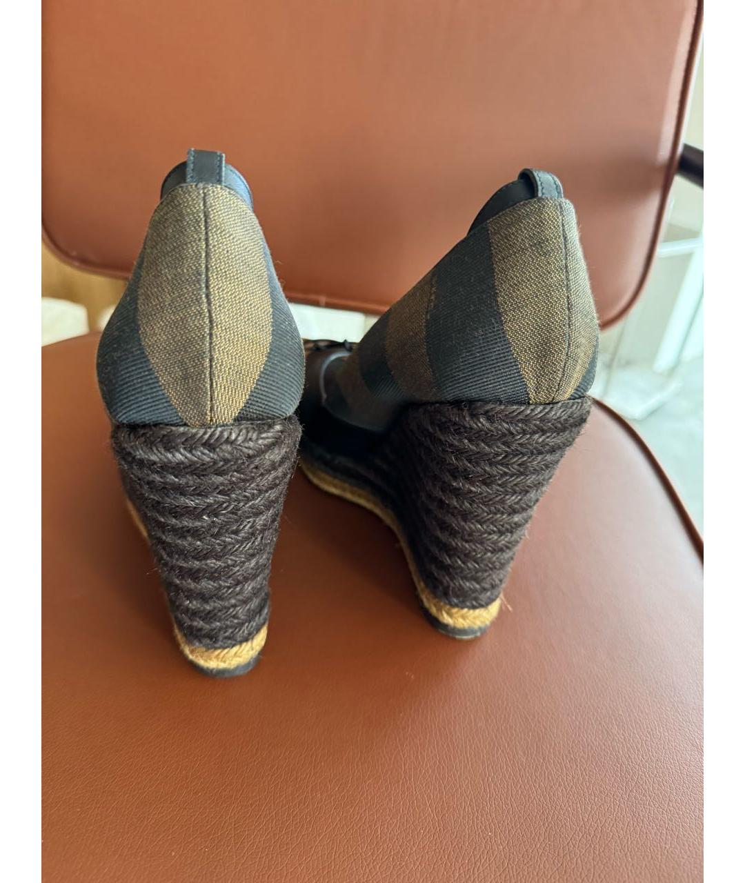 FENDI Черные кожаные босоножки, фото 6