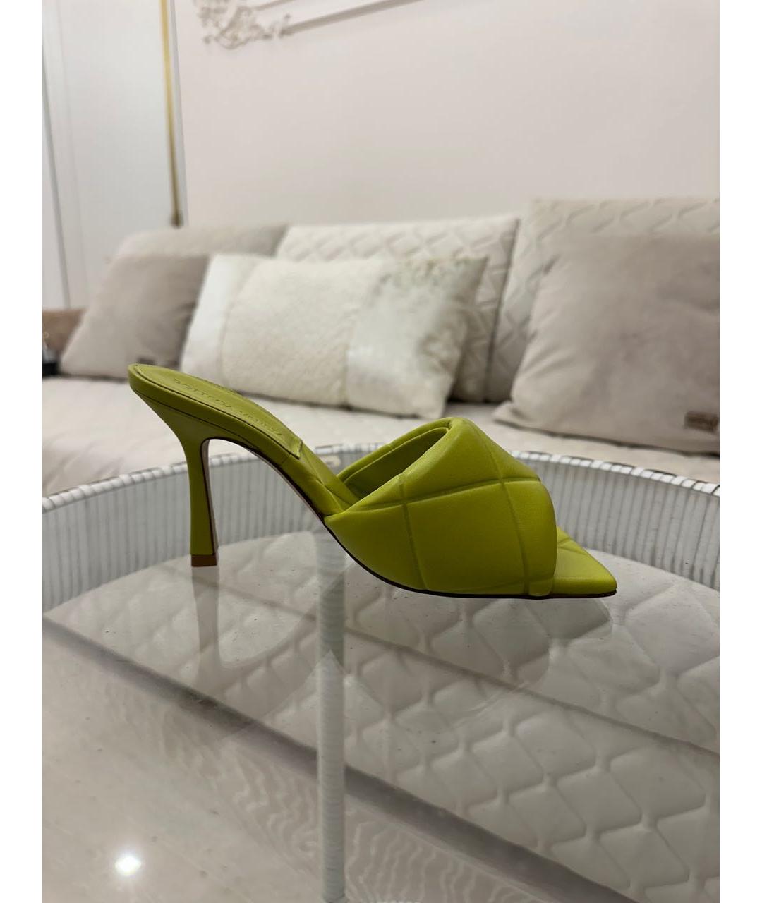BOTTEGA VENETA Зеленые кожаные мюли, фото 6