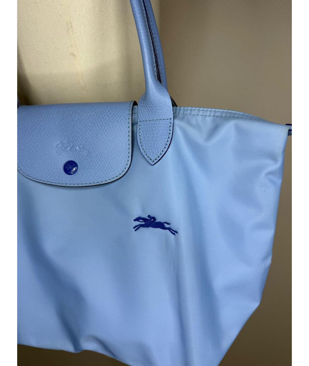 LONGCHAMP Голубая нейлоновая сумка с короткими ручками, фото 3