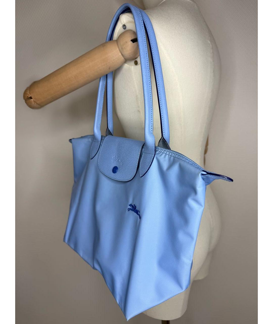 LONGCHAMP Голубая нейлоновая сумка с короткими ручками, фото 8