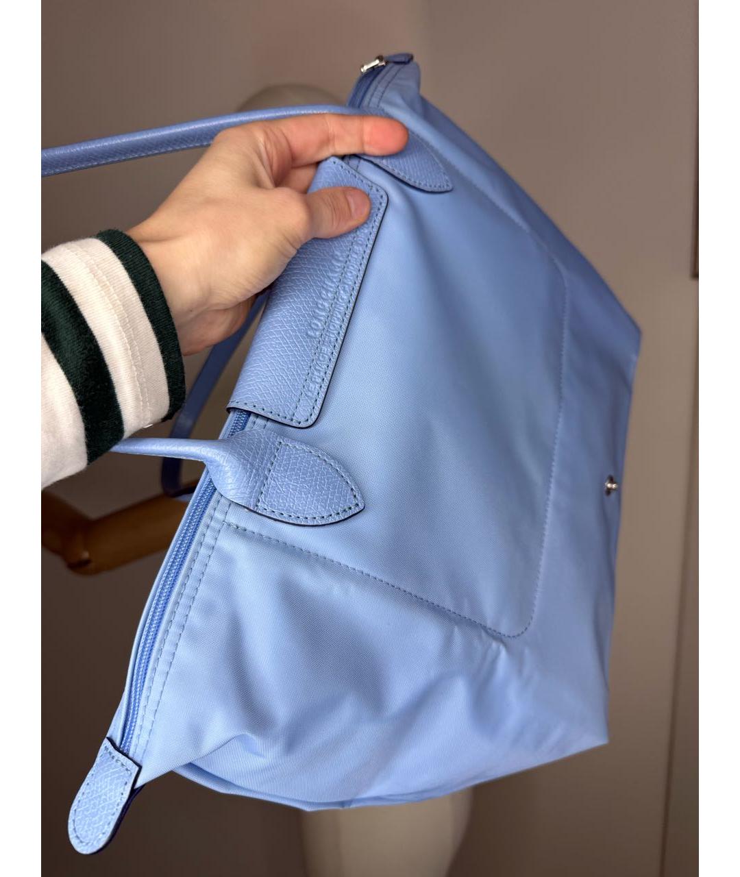 LONGCHAMP Голубая нейлоновая сумка с короткими ручками, фото 6