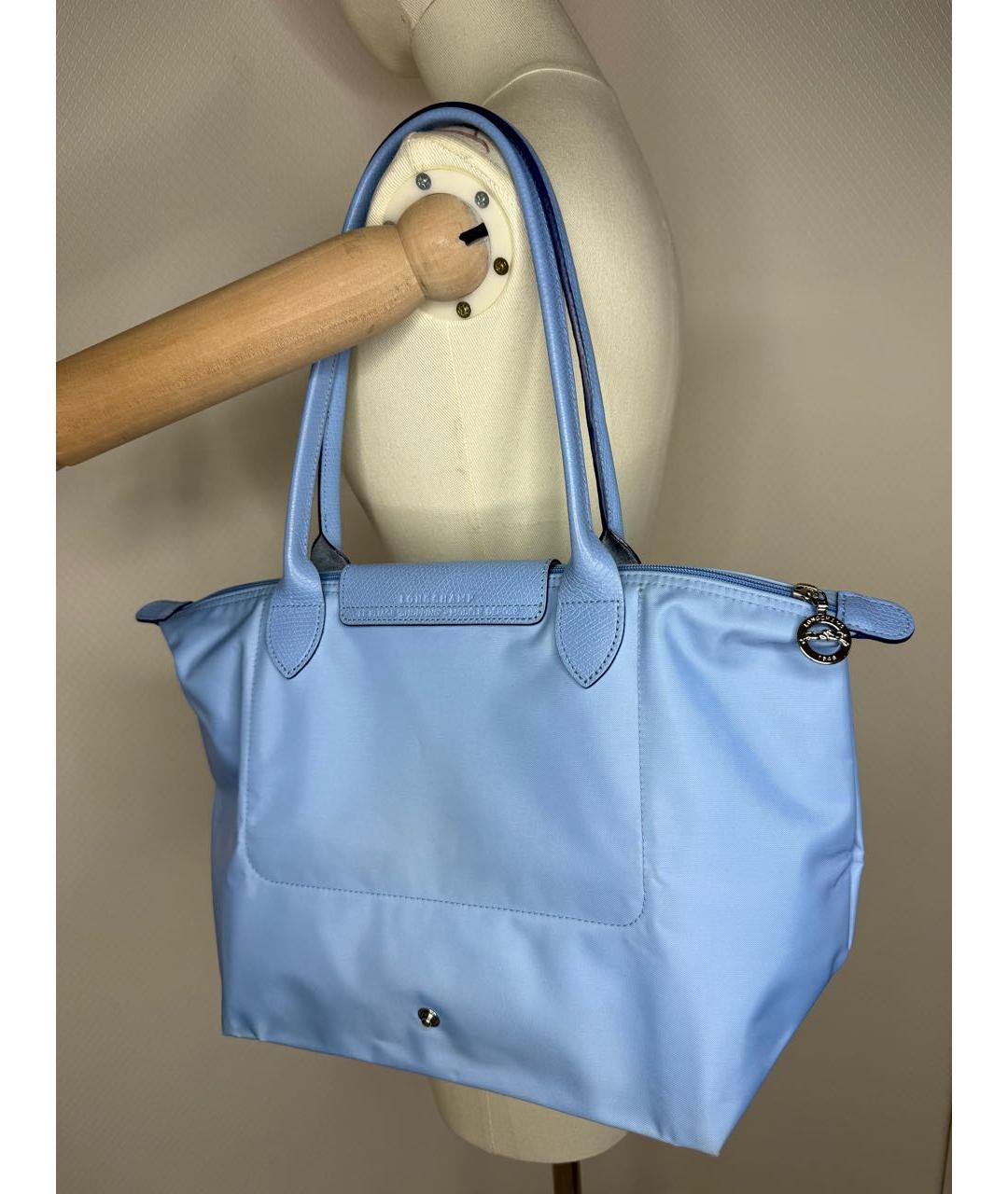 LONGCHAMP Голубая нейлоновая сумка с короткими ручками, фото 4