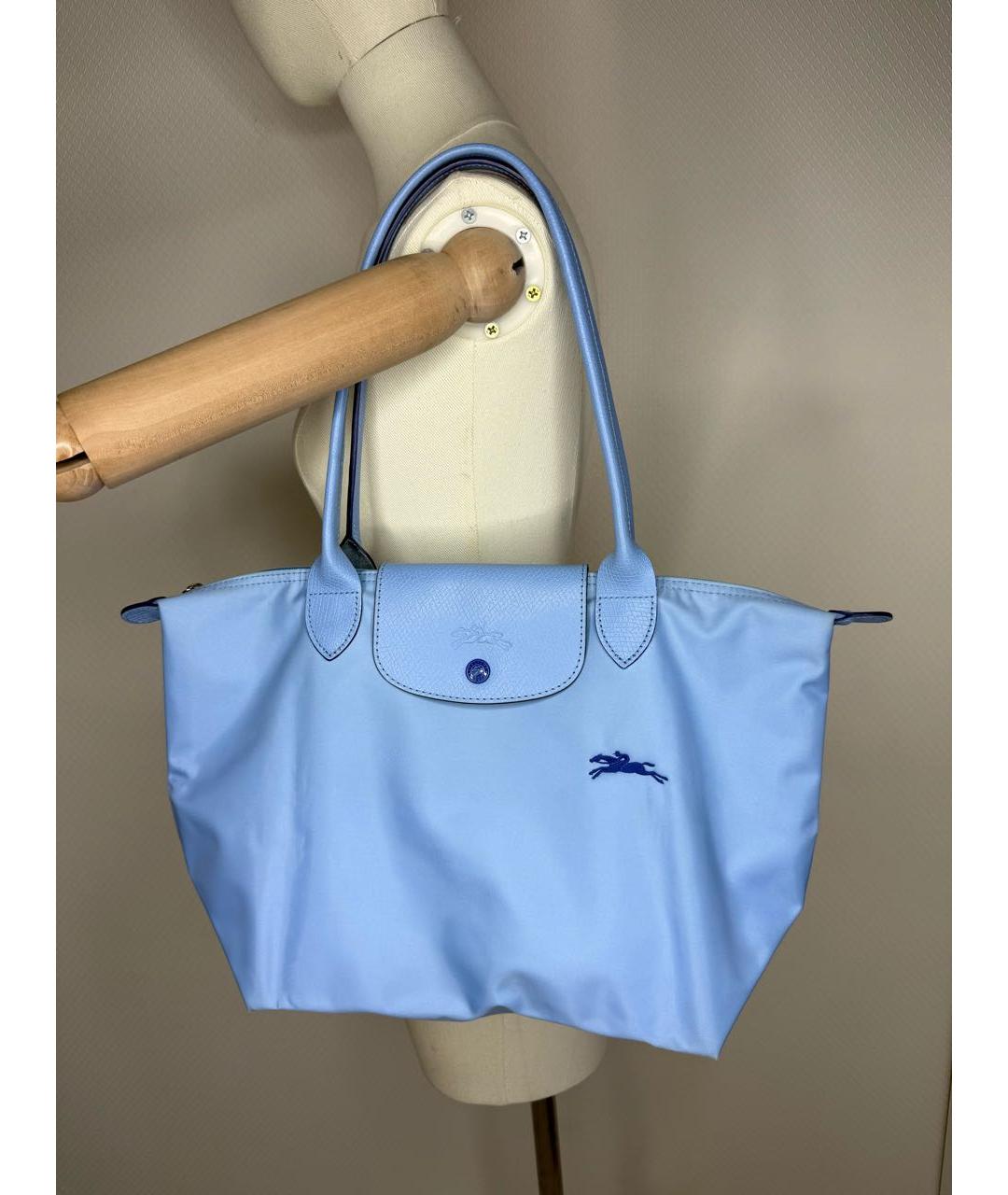 LONGCHAMP Голубая нейлоновая сумка с короткими ручками, фото 9