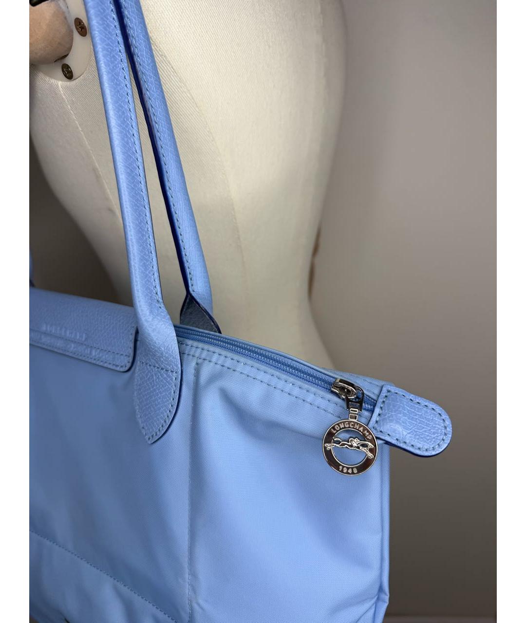 LONGCHAMP Голубая нейлоновая сумка с короткими ручками, фото 5