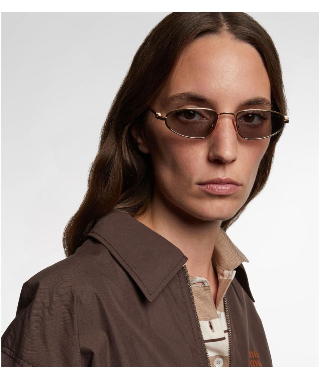 MIU MIU Золотые металлические солнцезащитные очки, фото 6