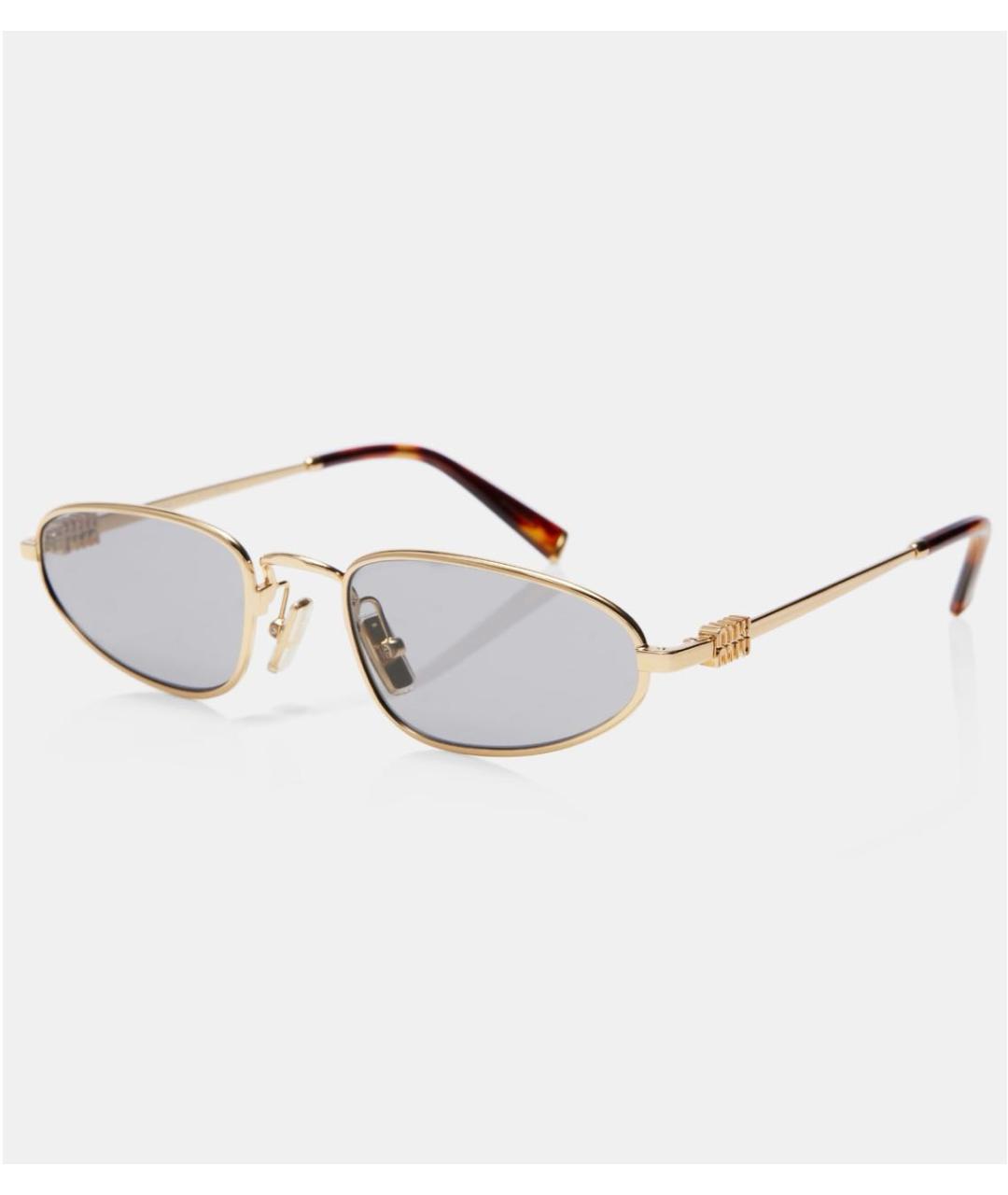 MIU MIU Золотые металлические солнцезащитные очки, фото 4
