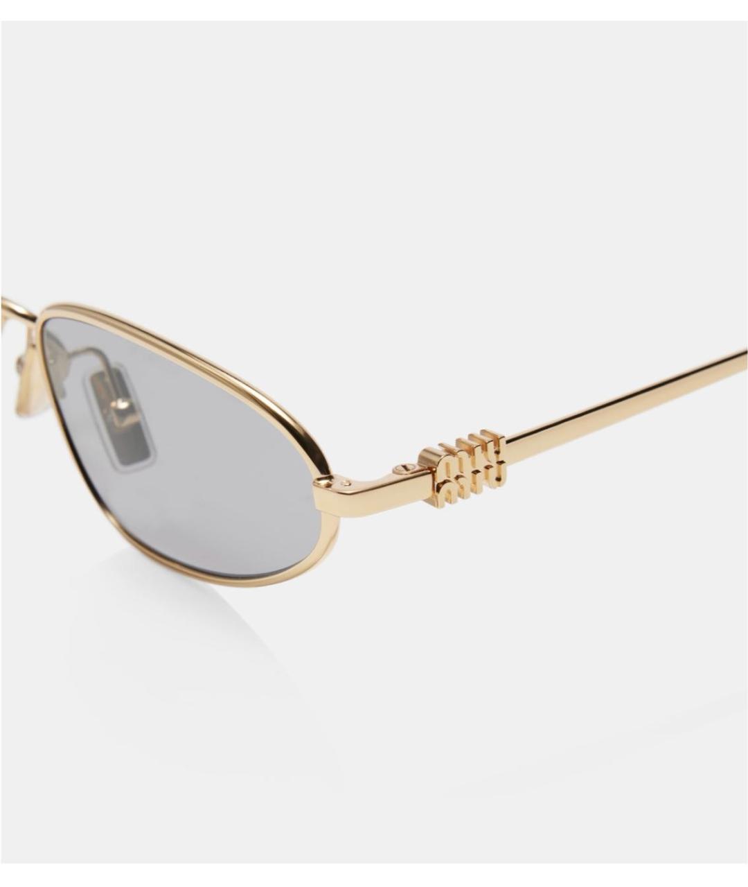MIU MIU Золотые металлические солнцезащитные очки, фото 3