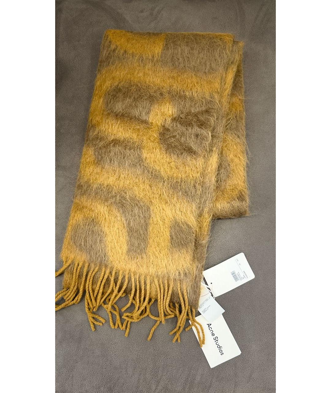 ACNE STUDIOS Коричневый шерстяной шарф, фото 2