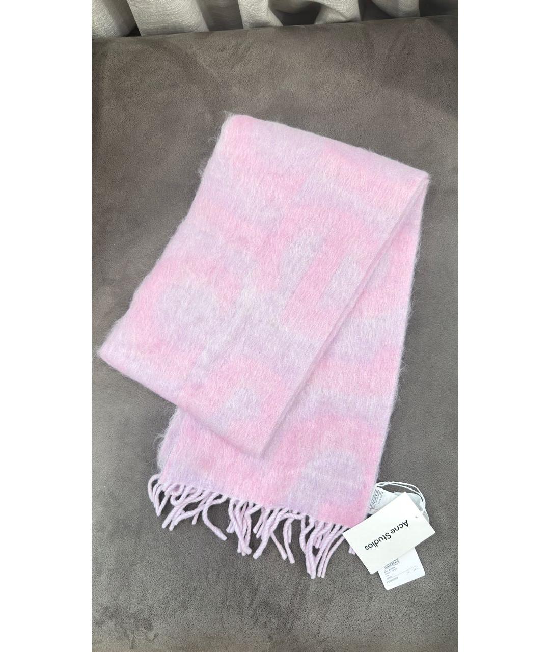 ACNE STUDIOS Розовый шерстяной шарф, фото 2