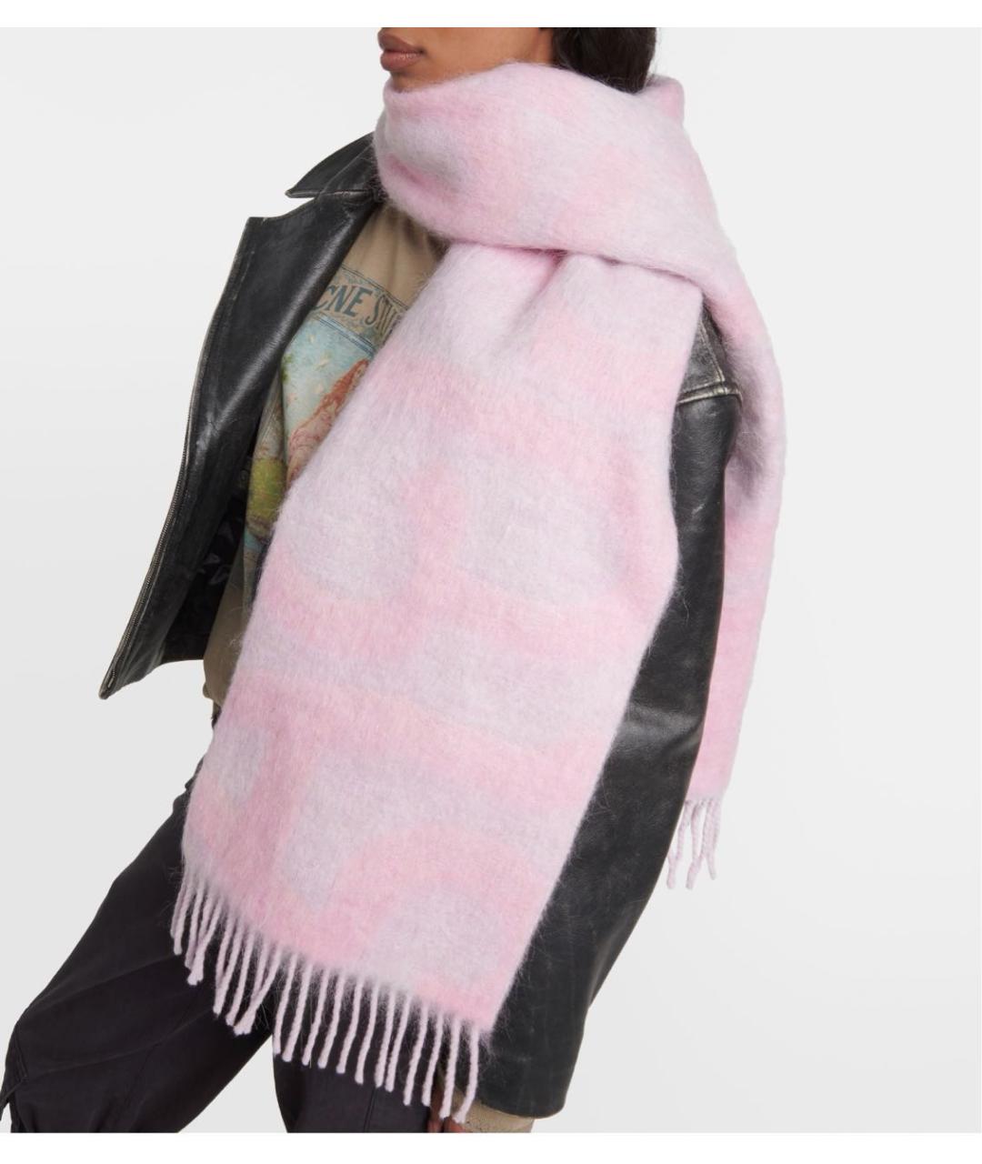 ACNE STUDIOS Розовый шерстяной шарф, фото 7