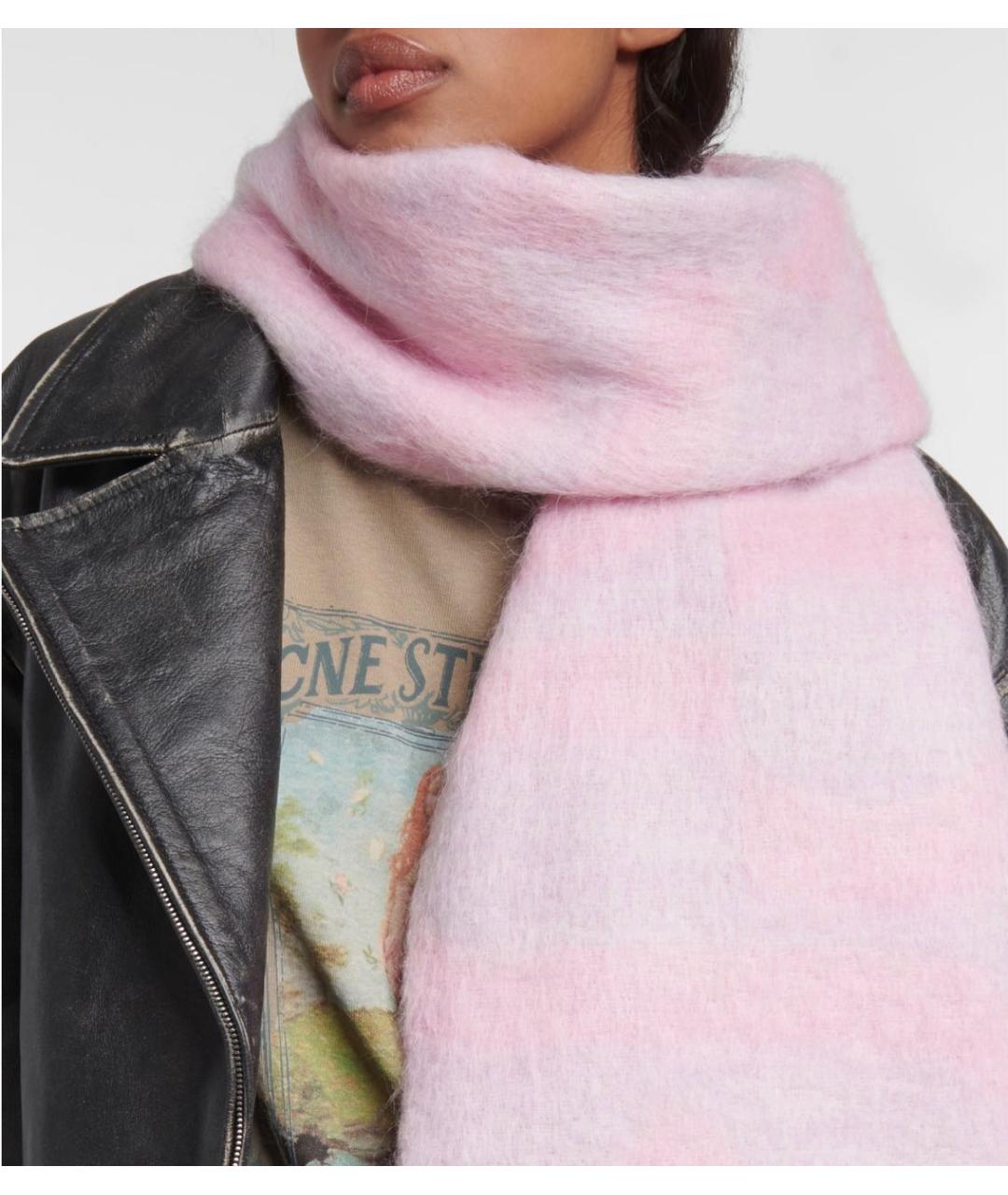 ACNE STUDIOS Розовый шерстяной шарф, фото 4