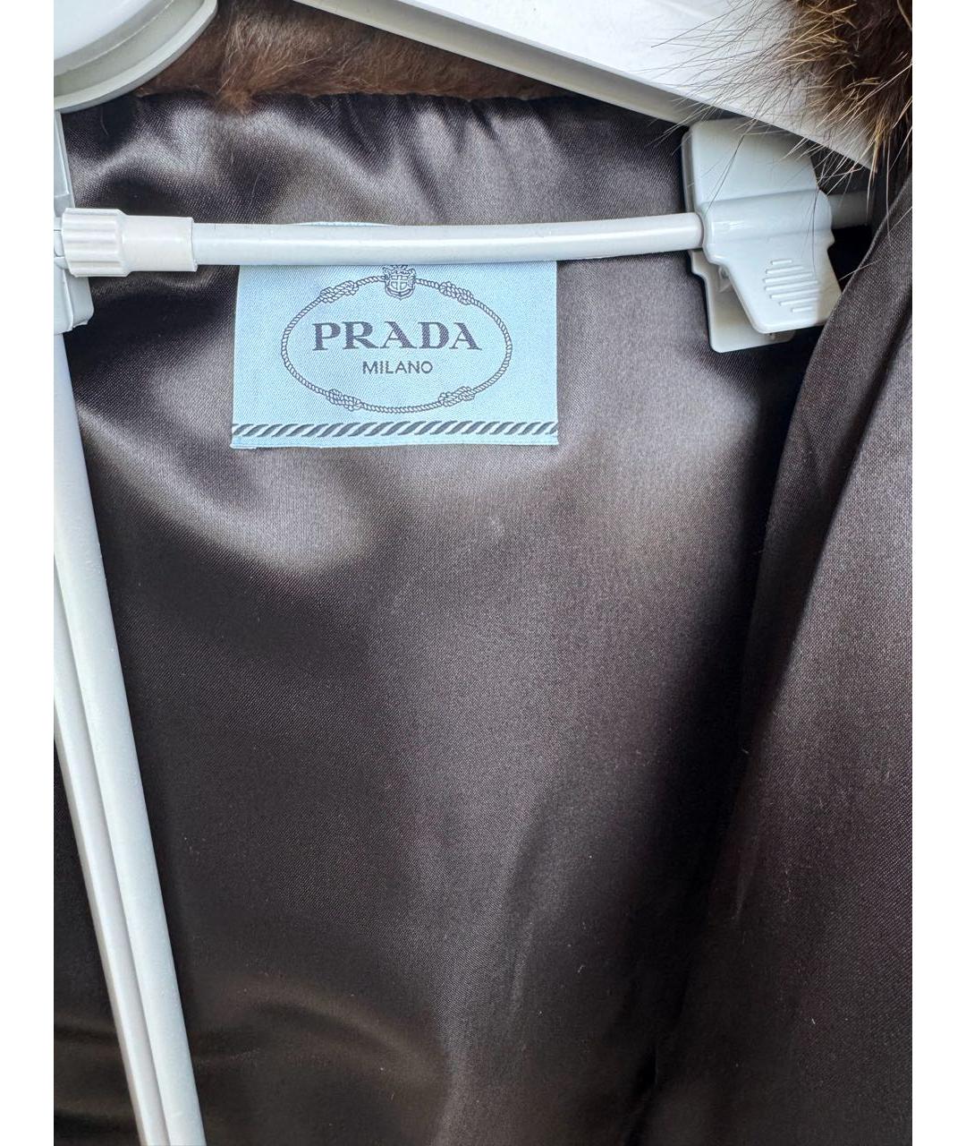 PRADA Коричневая меховая шуба, фото 6