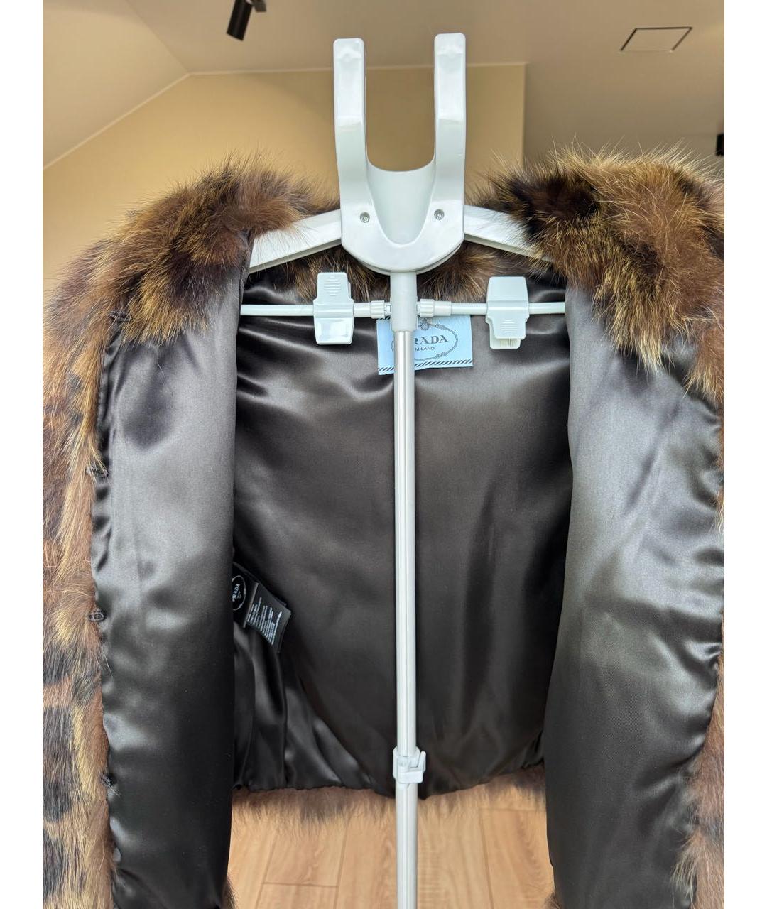 PRADA Коричневая меховая шуба, фото 3