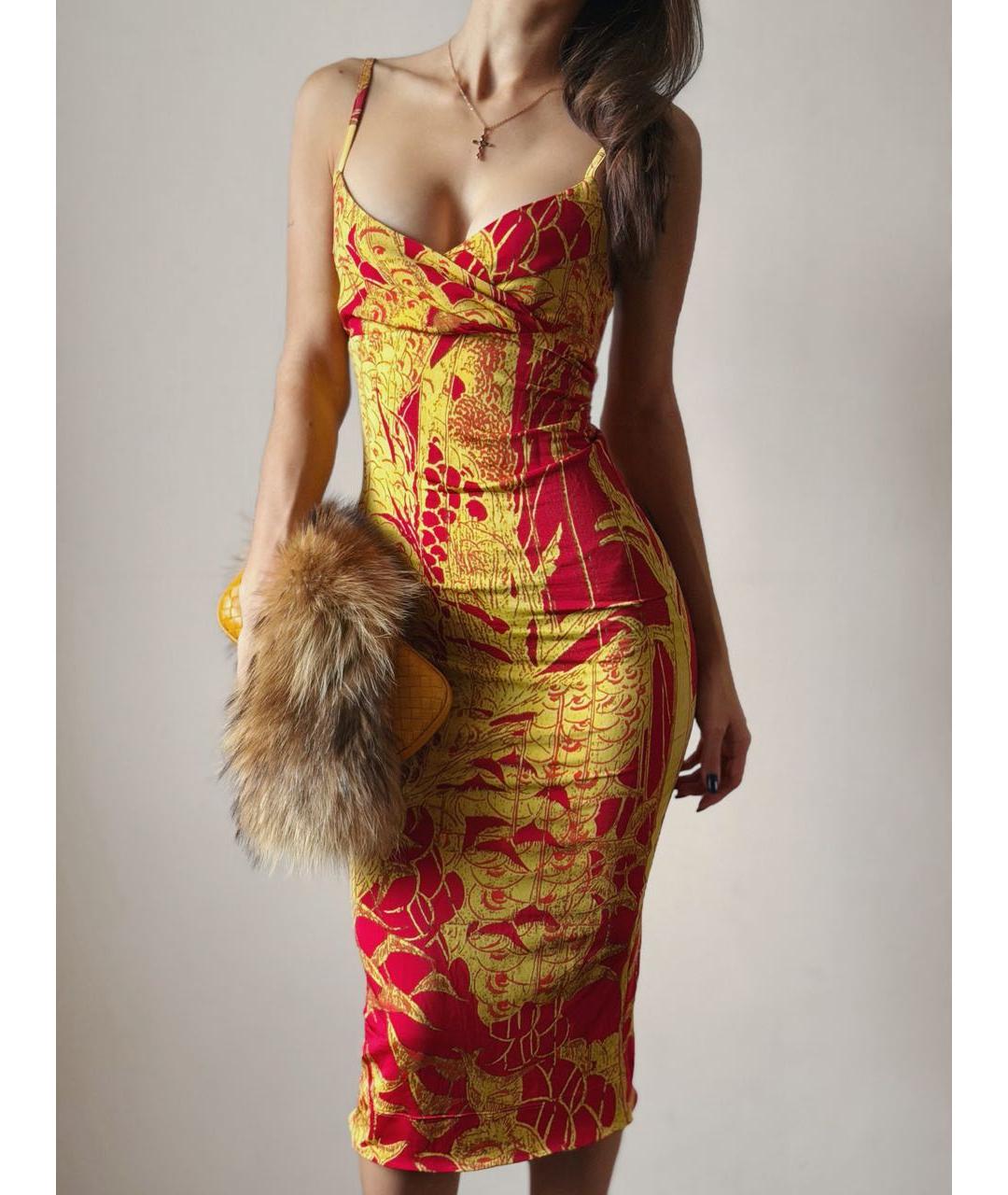 JUST CAVALLI Мульти вискозное коктейльное платье, фото 5