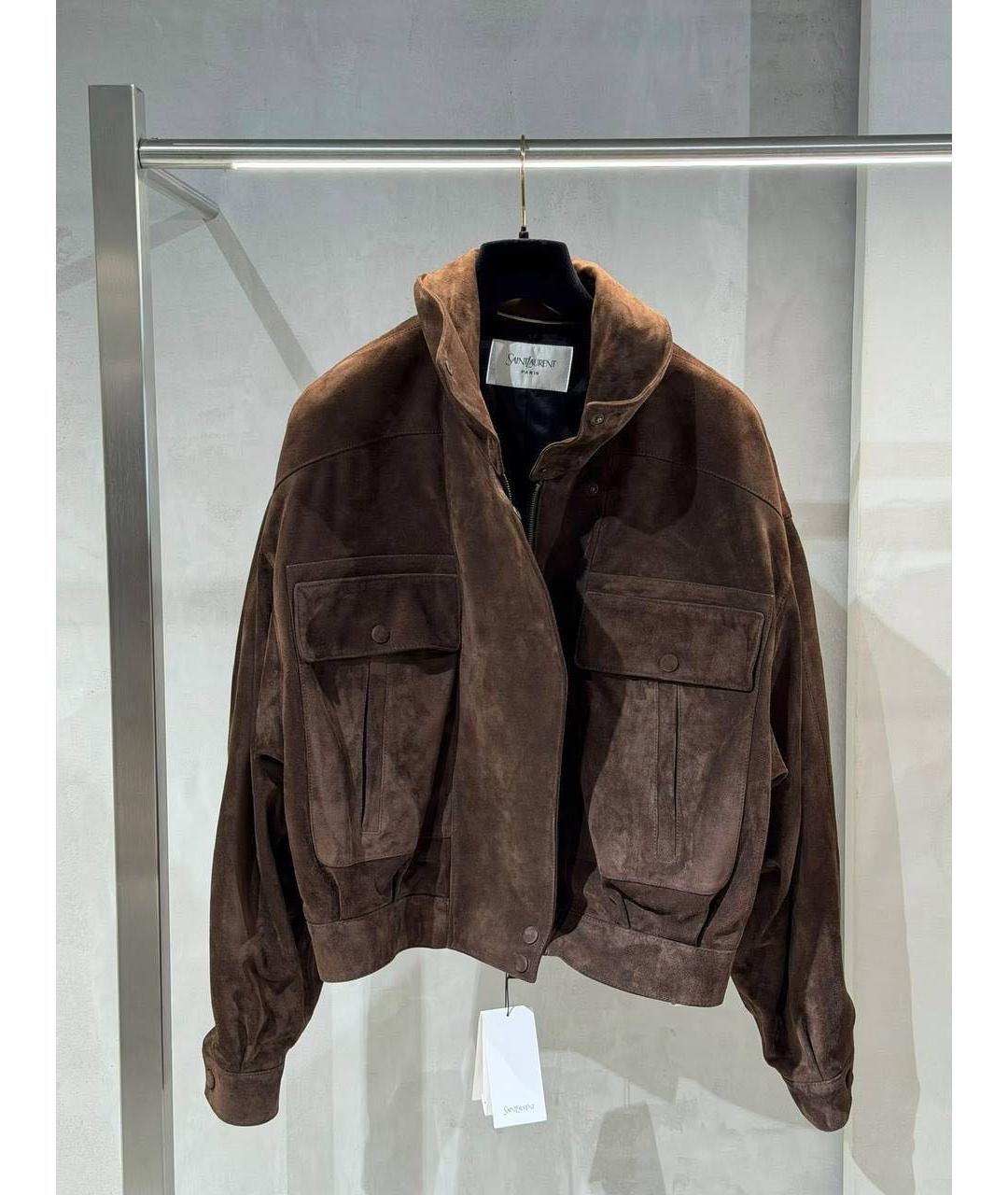SAINT LAURENT Коричневая замшевая куртка, фото 2