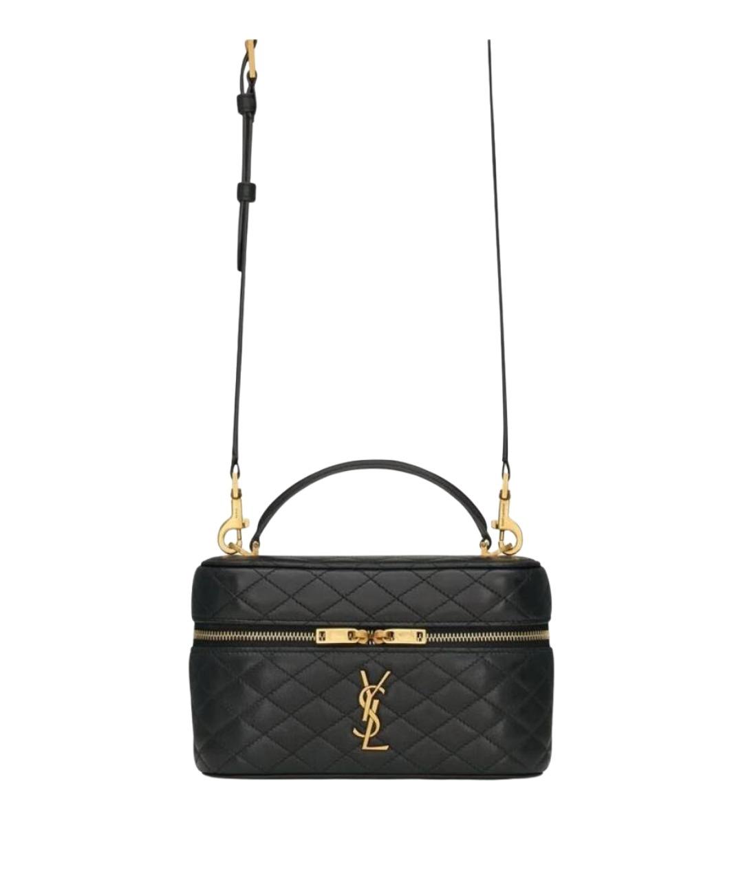 SAINT LAURENT Черная кожаная сумка с короткими ручками, фото 1