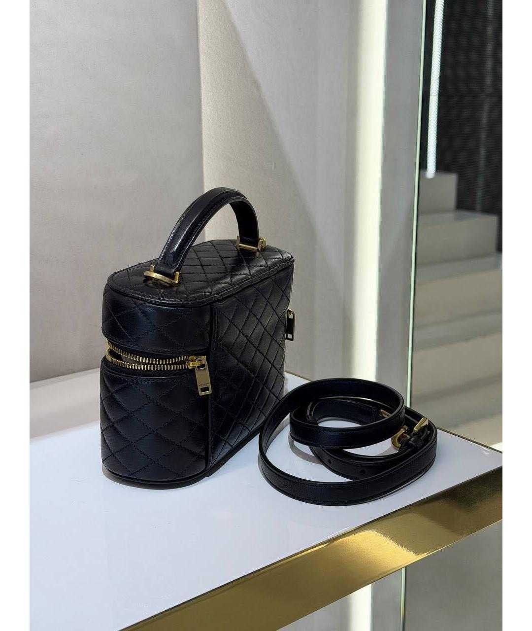 SAINT LAURENT Черная кожаная сумка с короткими ручками, фото 4