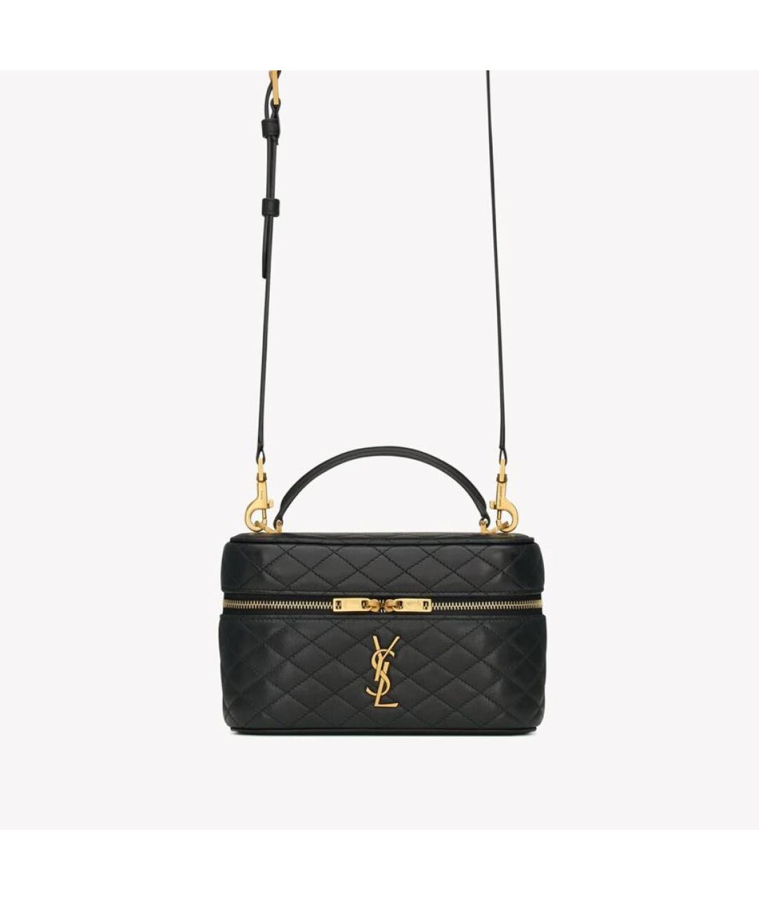 SAINT LAURENT Черная кожаная сумка с короткими ручками, фото 5