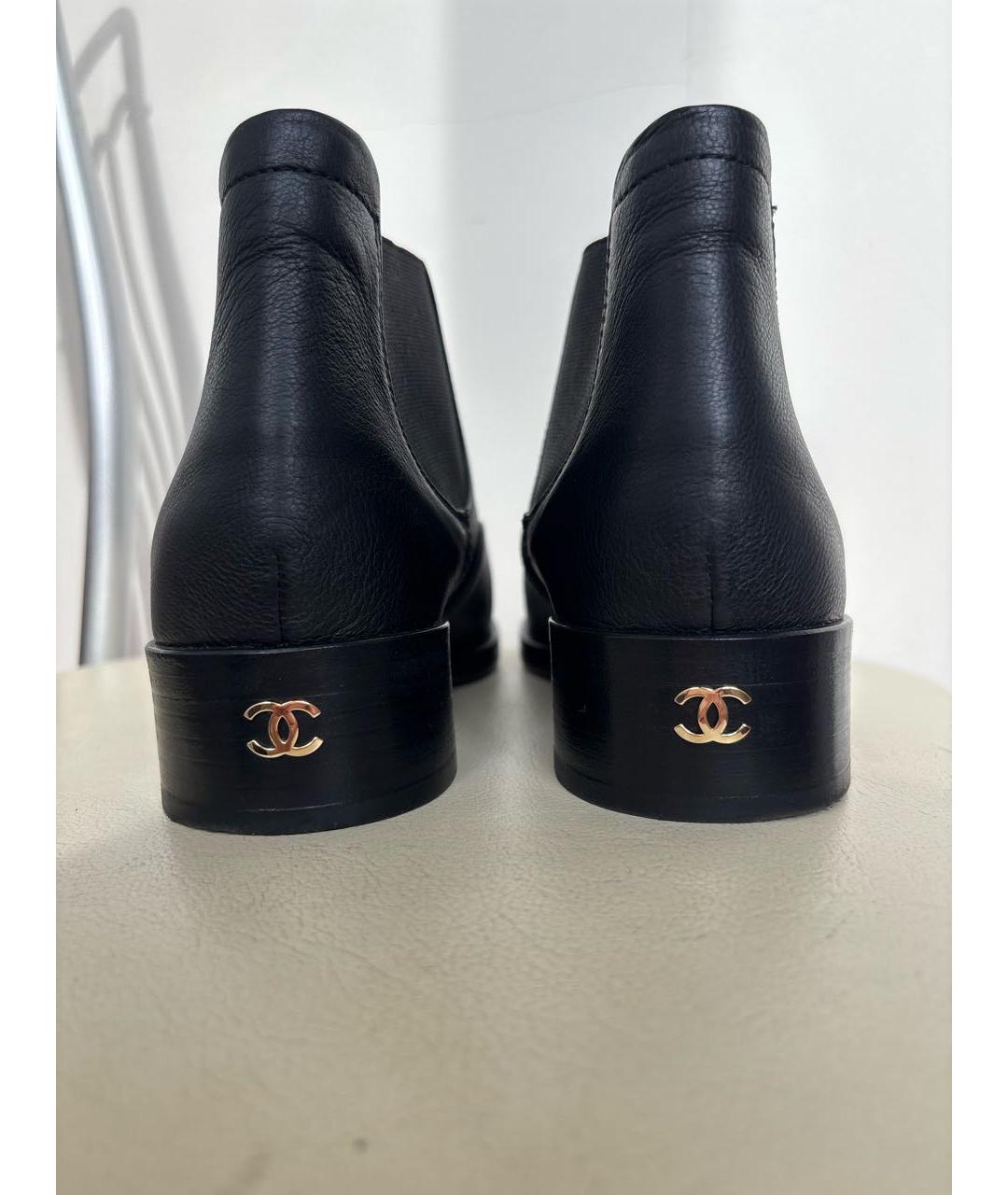 CHANEL Черные кожаные ботинки, фото 4