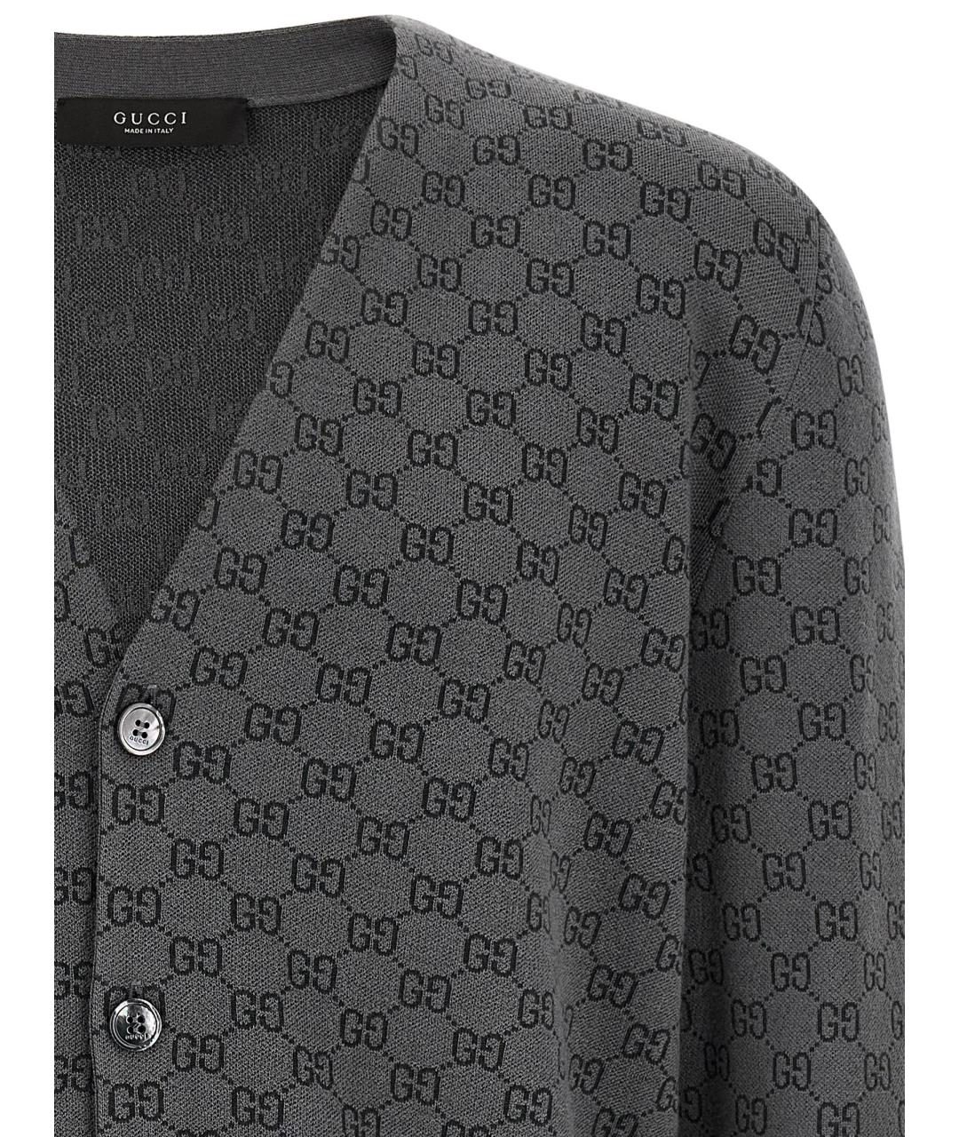 GUCCI Серый шерстяной кардиган, фото 3