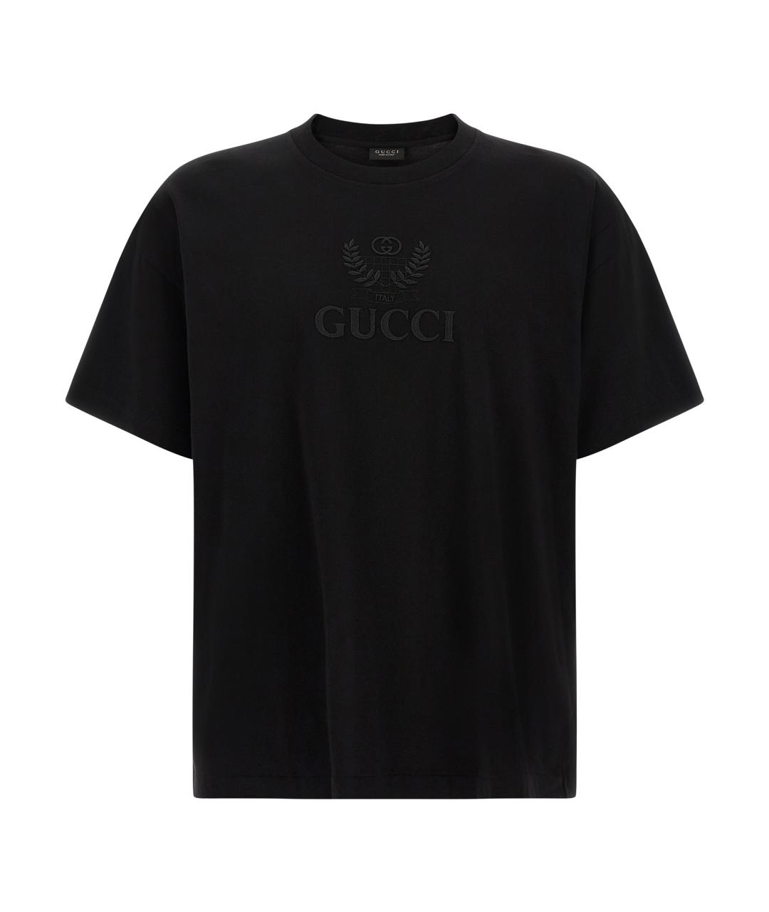 GUCCI Черная хлопковая футболка, фото 1