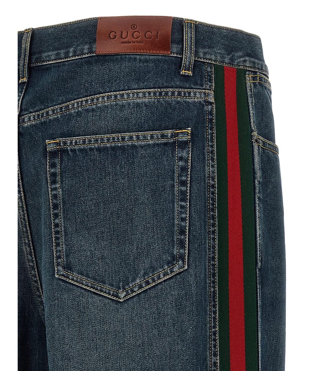 GUCCI Синие хлопковые прямые джинсы, фото 5