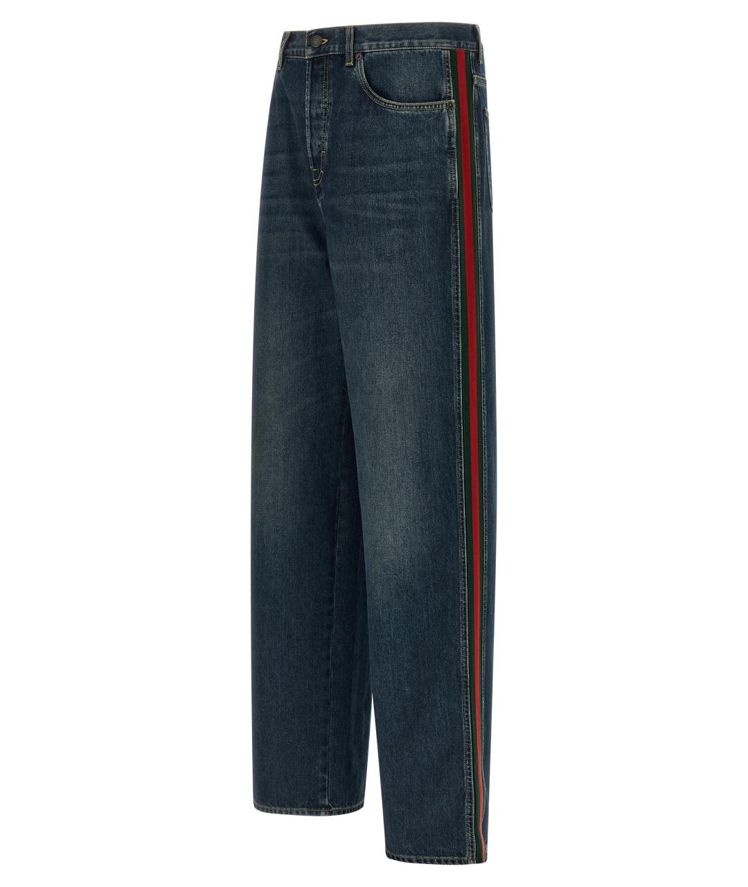 GUCCI Синие хлопковые прямые джинсы, фото 3