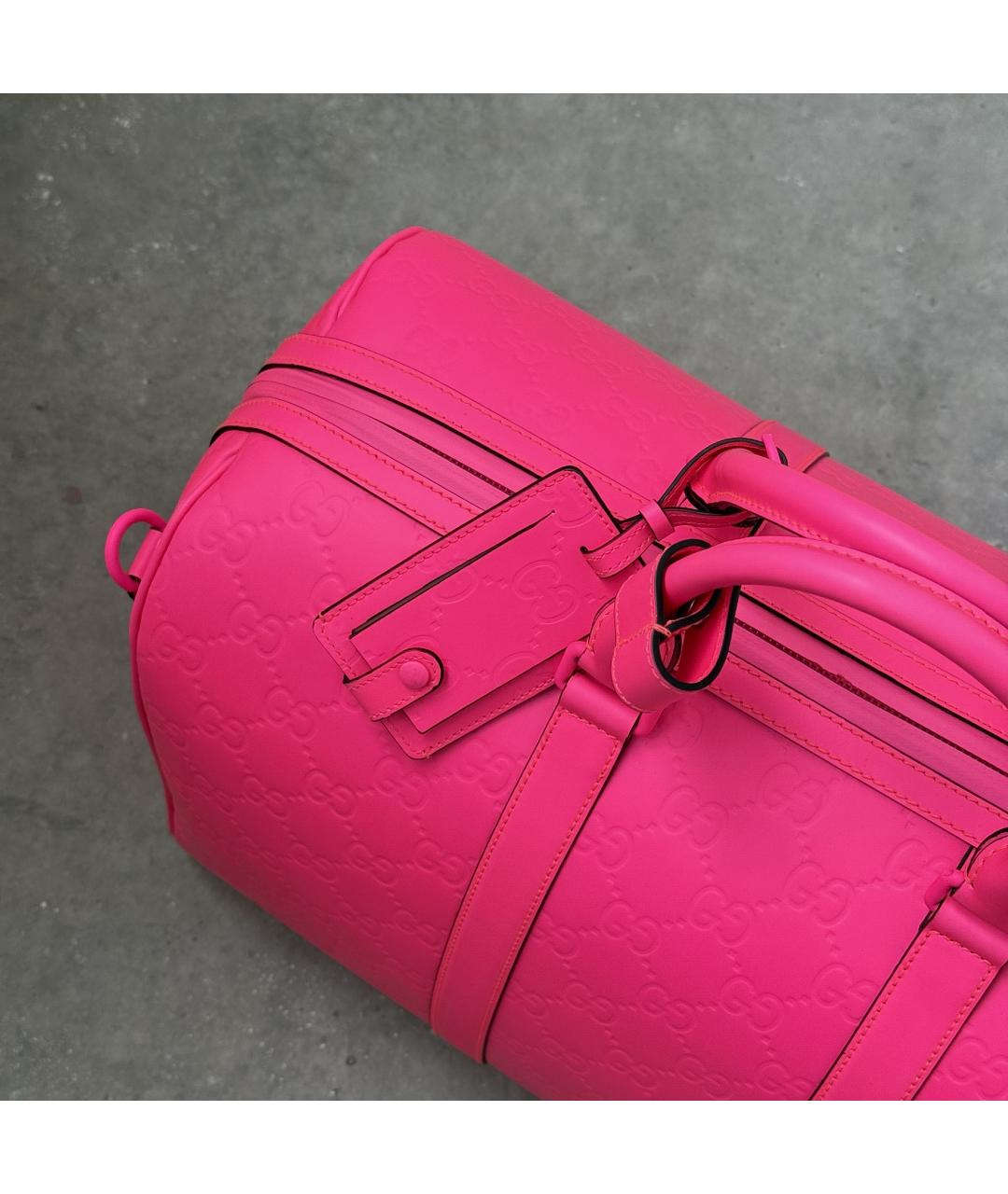 GUCCI Розовая кожаная дорожная/спортивная сумка, фото 6