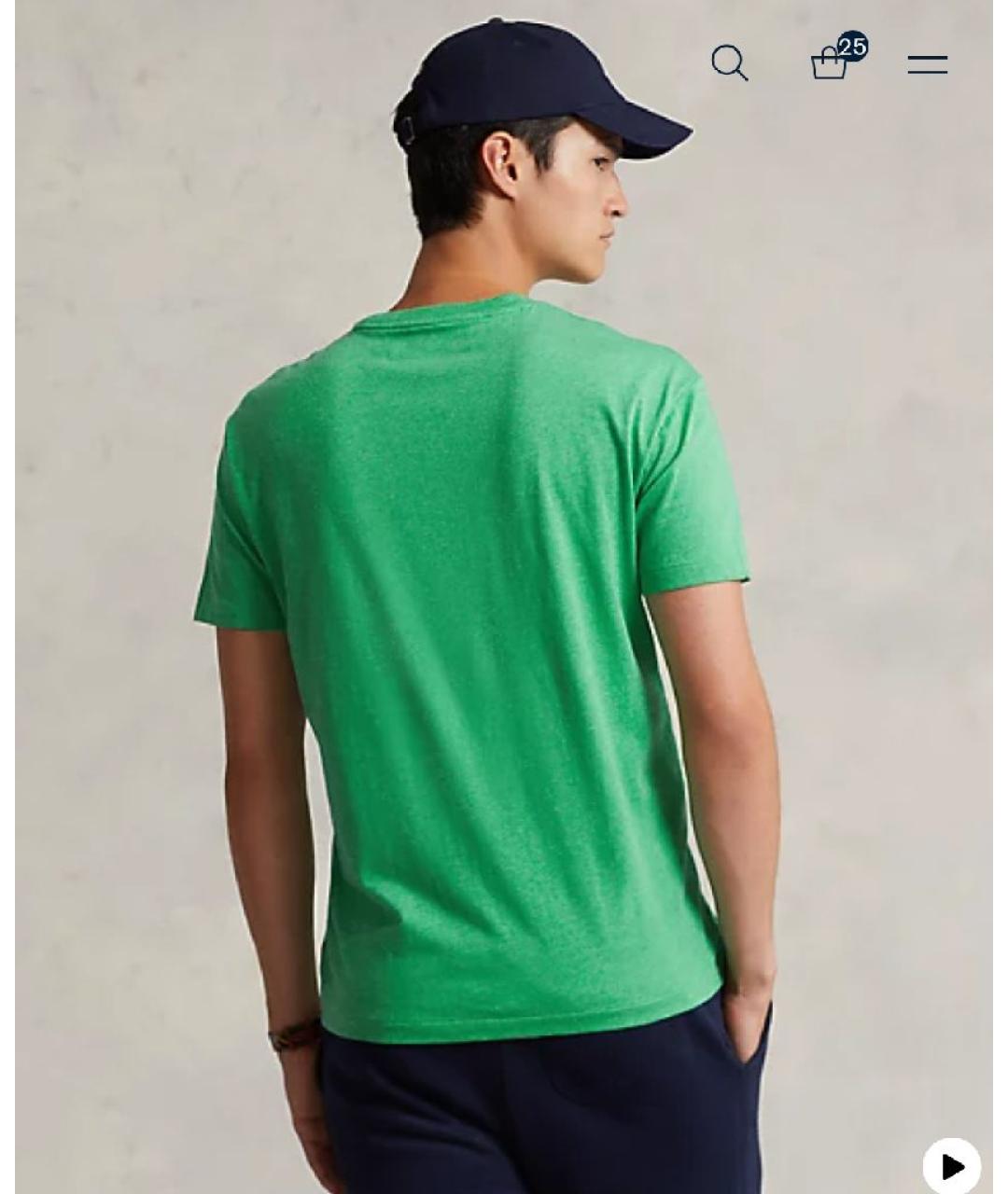 POLO RALPH LAUREN Зеленая хлопковая футболка, фото 2
