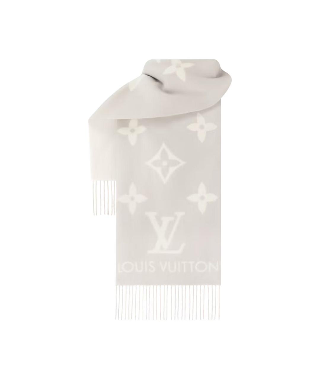 LOUIS VUITTON Серый кашемировый шарф, фото 2