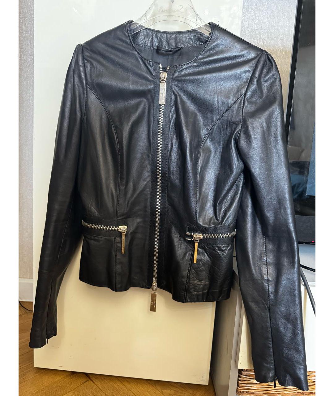 ELISABETTA FRANCHI Черная кожаная куртка, фото 8