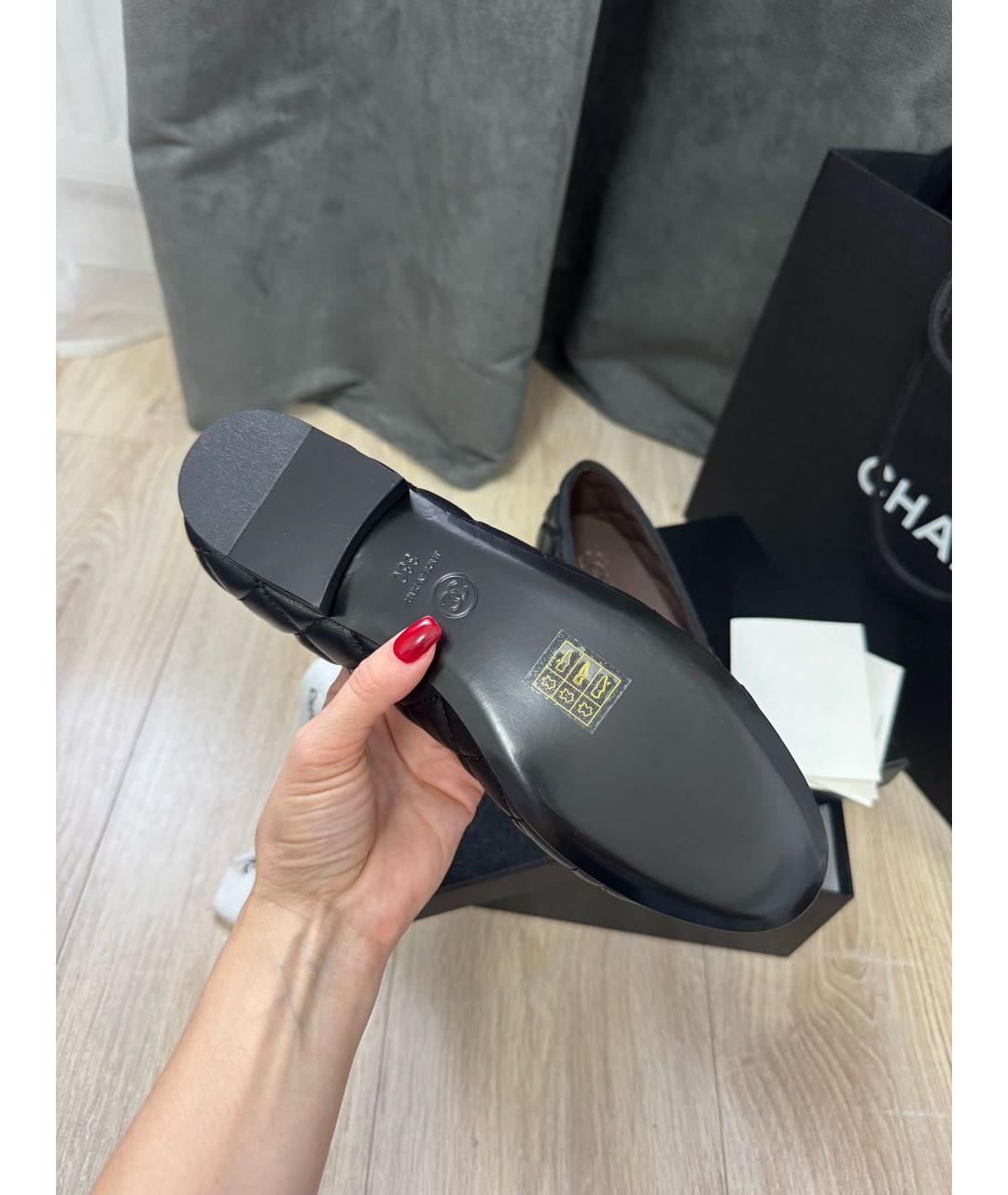 CHANEL Черные кожаные балетки, фото 3