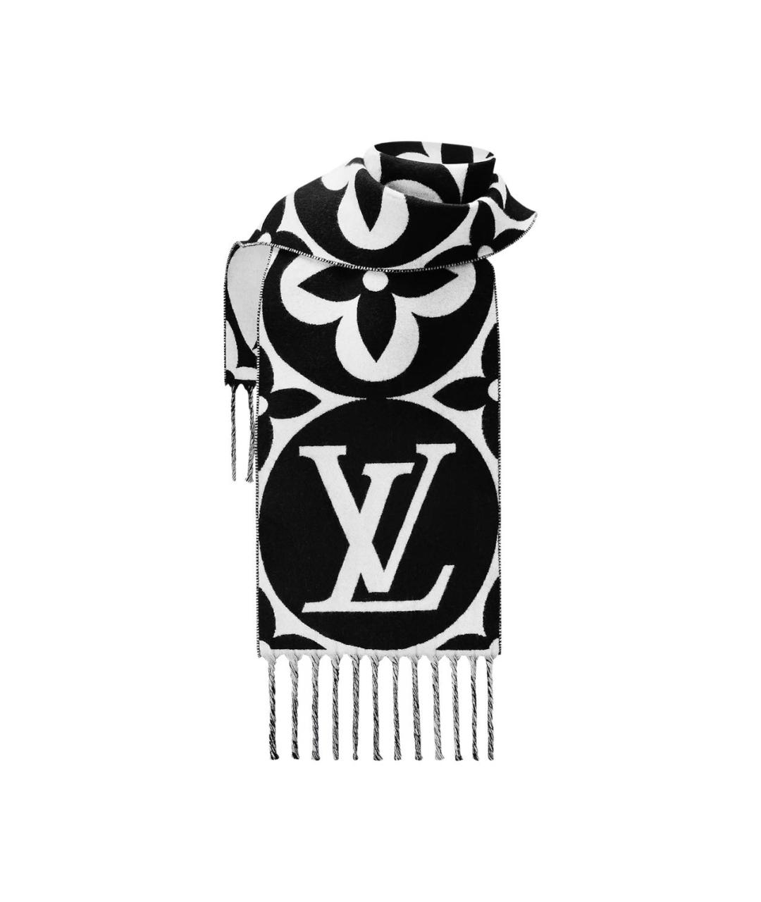 LOUIS VUITTON Черный шерстяной шарф, фото 2