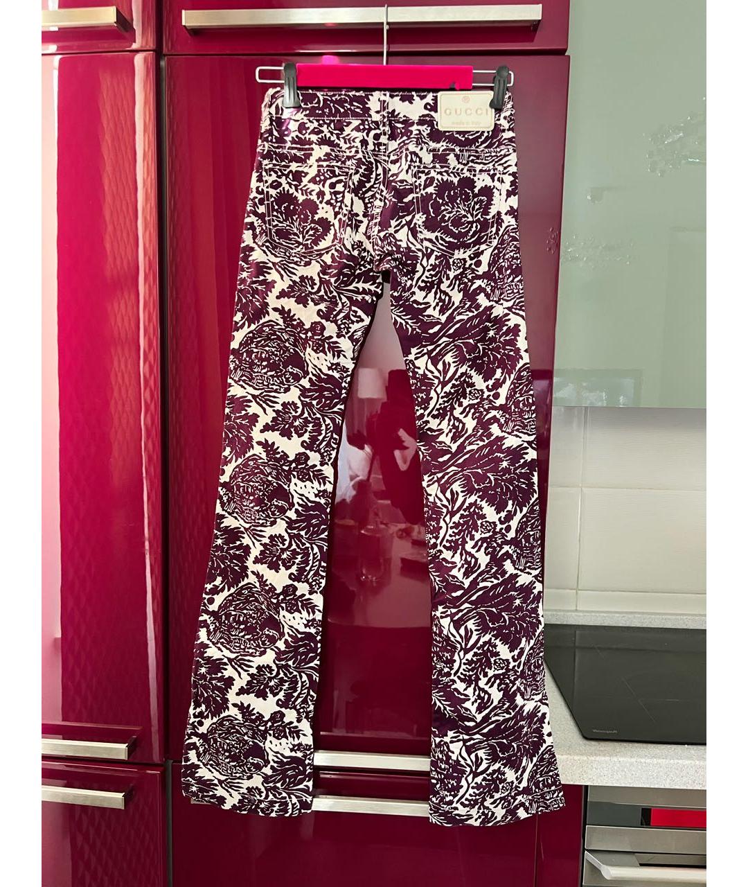 GUCCI Фиолетовые хлопковые брюки узкие, фото 2