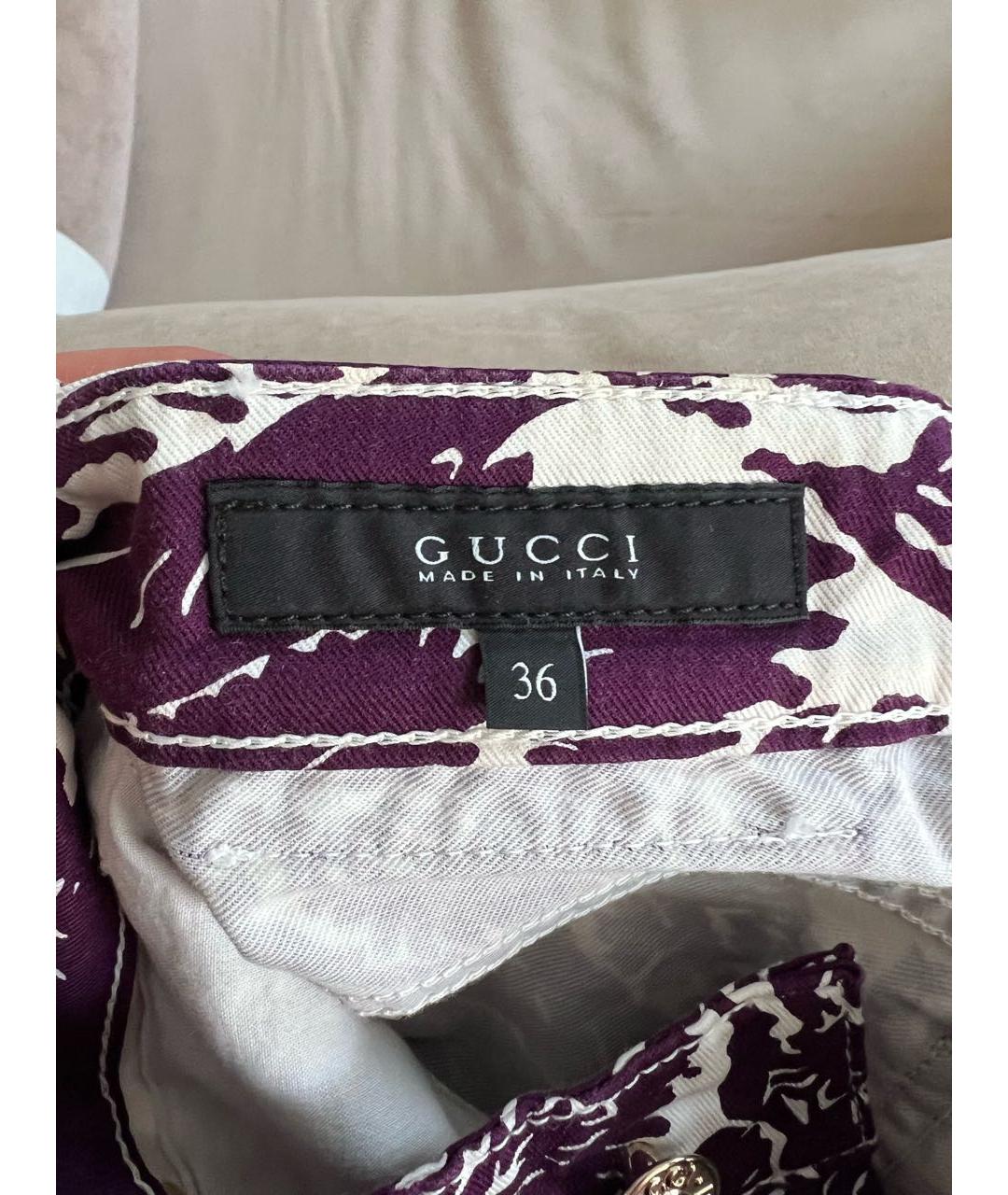 GUCCI Фиолетовые хлопковые брюки узкие, фото 6