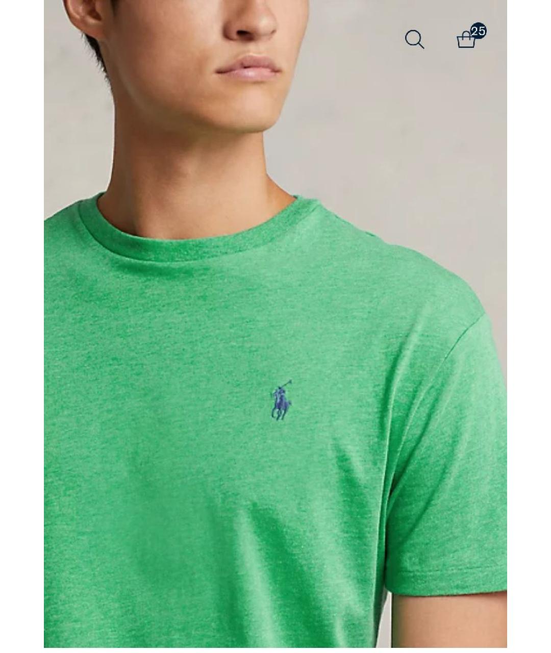 POLO RALPH LAUREN Зеленая хлопковая футболка, фото 3