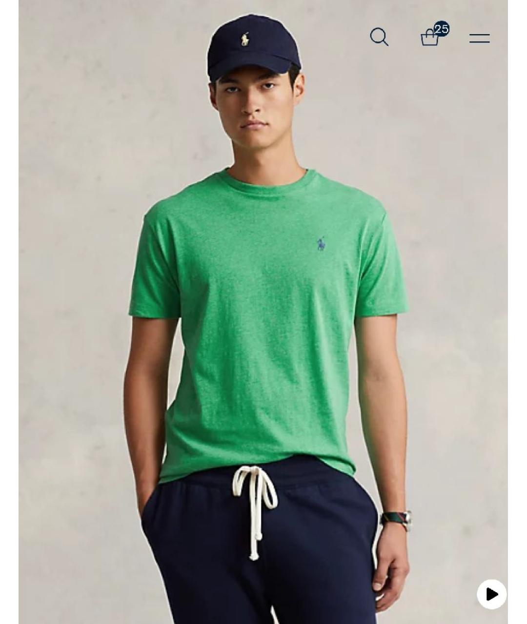 POLO RALPH LAUREN Зеленая хлопковая футболка, фото 5