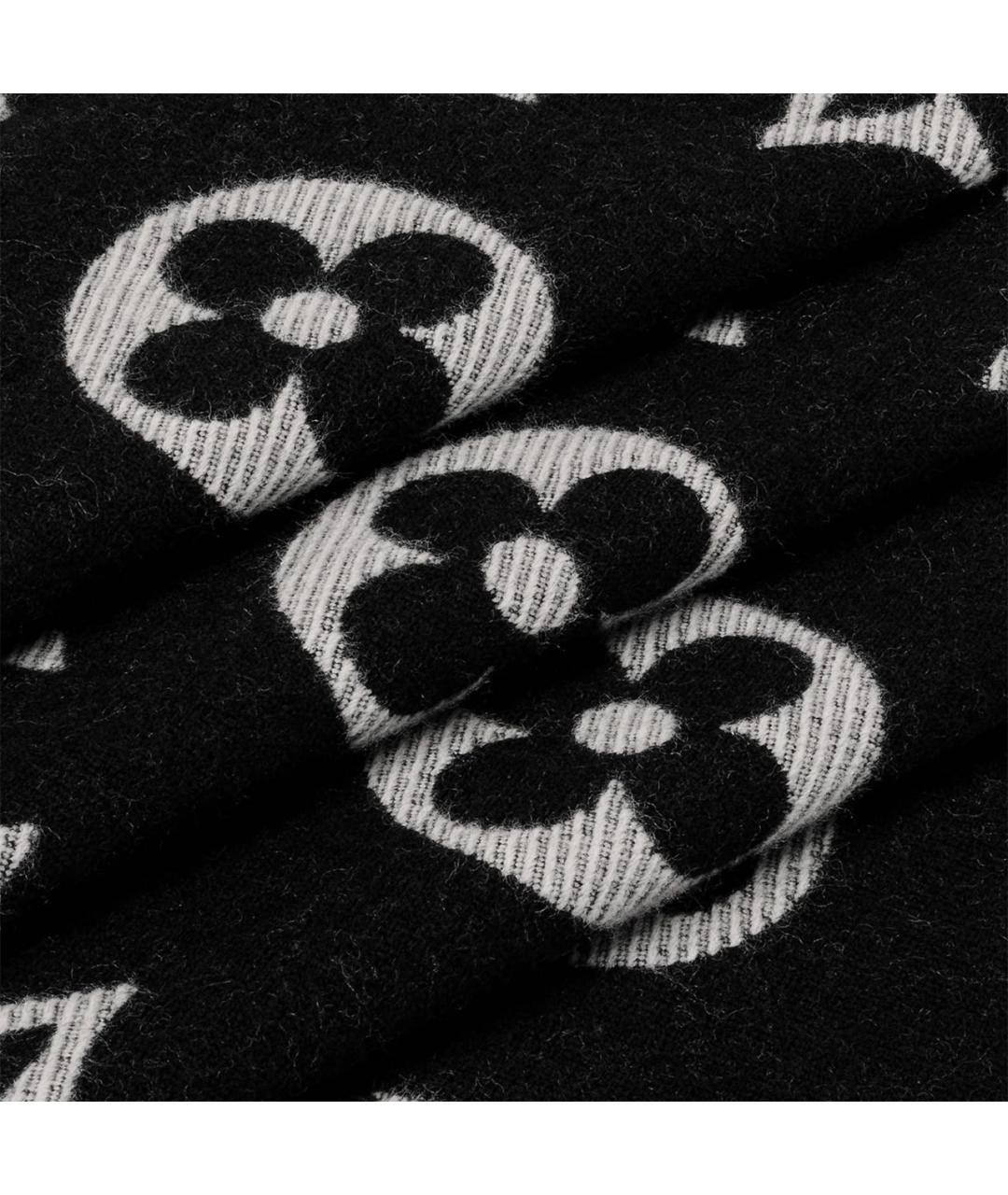 LOUIS VUITTON Черный шерстяной шарф, фото 3