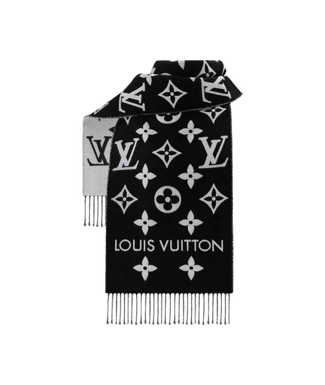LOUIS VUITTON Черный шерстяной шарф, фото 2