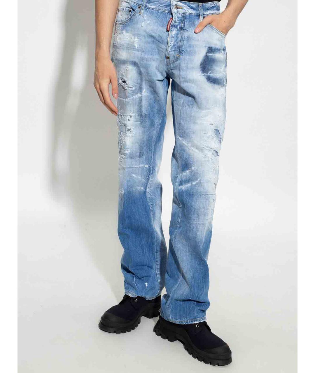 DSQUARED2 Голубые хлопковые прямые джинсы, фото 2